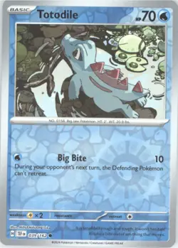 Totodile Reverse Holo Pokemon tcg SV05: Temporal Forces #039/162 - Image 1