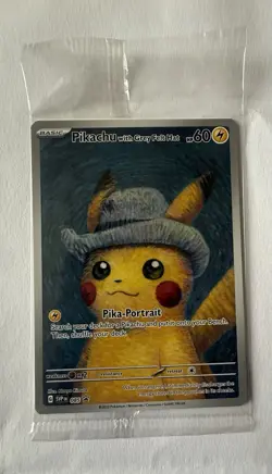 Pokemon x Van Gogh Museum Pikachu with Grey Felt Hat Promo Card SVP 085 Sealed - Image 2