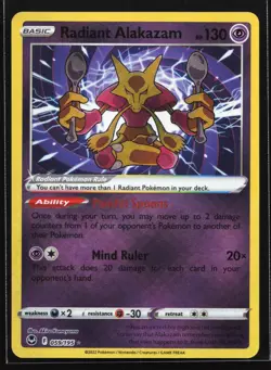 Pokemon Radiant Alakazam 059/195 Silver Tempest Ultra Rare Holo NM - Image 1