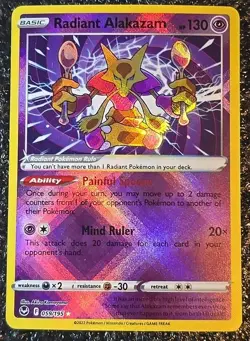 Pokemon TCG Radiant Alakazam 59/195 Silver Tempest 2022 NM - Image 2
