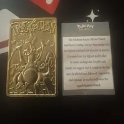 23K Gold Plated CHARIZARD Trading Card 1999 Burger King Pokemon With COA - Image 2