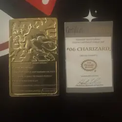 23K Gold Plated CHARIZARD Trading Card 1999 Burger King Pokemon With COA - Image 3