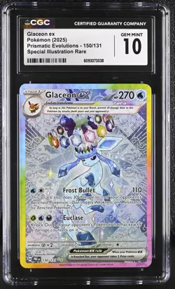CGC 10 Glaceon ex 150/131 Prismatic Evolutions Special Illustration Rare Pokemon - Image 1