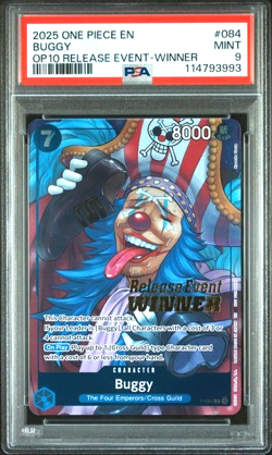 2025 One Piece Promo P-084 Royal Blood Event Release Buggy Winner PSA 9 - Image 1