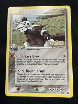 Pokemon Aggron Reverse Holo Stamped EX Legend Maker 2/92 NM Swirl - Image 1