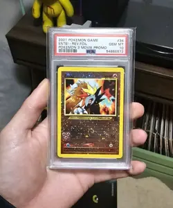 2001 Pokemon Game Black Star Movie Promo Reverse Holo #34 Entei PSA 10 GEM MINT - Image 1