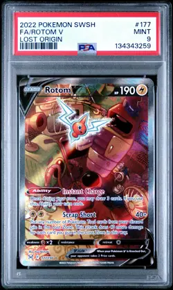 2022 POKEMON SWORD & SHIELD LOST ORIGIN #177 FULL ART/ROTOM V PSA 9 - Image 1