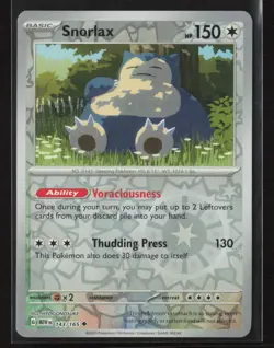 Snorlax #143/165 SV: Scarlet & Violet 151 Reverse Holo Pokemon TCG NM/M - Image 1