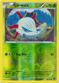 Larvesta 14/114 Steam Siege Reverse Holo Common Light Play Pokemon DNA GAMES - Image 1