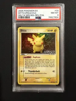 2005 POKEMON EX DELTA SPECIES #39 DITTO [PIKACHU]-REVERSE FOIL PSA 8 - Image 1