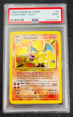 PSA 9 MINT 1999 CHARIZARD POKEMON GAME HOLO UNLIMITED BASE SET #4 G3727 - Image 1