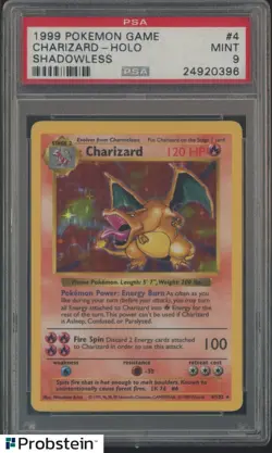 1999 Pokemon Game Shadowless #4 Charizard Holo PSA 9 MINT - Image 1