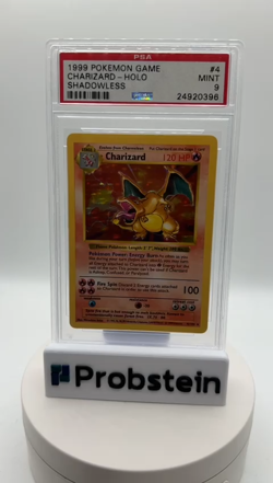 1999 Pokemon Game Shadowless #4 Charizard Holo PSA 9 MINT - Image 2