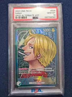 One Piece Card Game TCG Sanji OP02-026 Alt Art Leader PSA 10 - Image 1