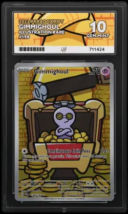Pokemon TCG Gimmighoul 198/182 Paradox Rift Illustration Rare ACE 10 GEM MINT - Image 1