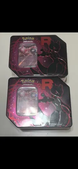 Pokemon TCG Scarlet & Violet Destined Rivals Team Rocket Tin Mewtwo x2 Lot Of 2 - Image 1