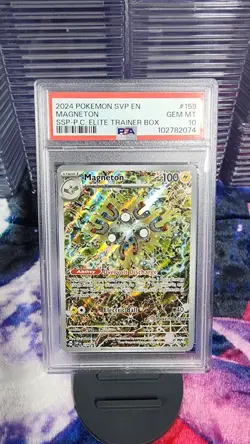 2024 POKEMON SVP EN BLACK STAR PROMO MAGNETON #159 SURGING SPARKS PC ETB PSA 10 - Image 1