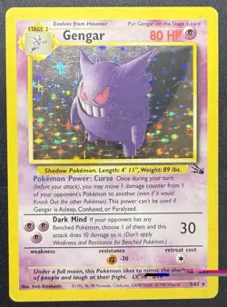 Pokemon TCG Gengar 5/62 Fossil Unlimited Holo Rare Vintage - Image 1