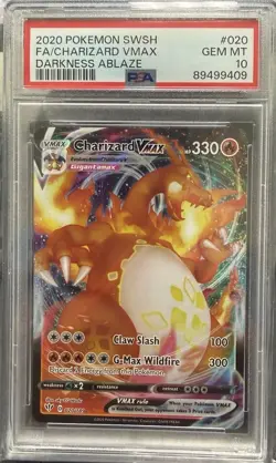 2020 Pokemon SWSH Darkness Ablaze #020 FA Charizard VMAX GEM MINT PSA 10 - Image 1