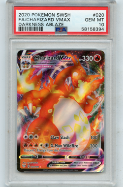 2020 POKEMON SWSH #020 FA/CHARIZARD VMAX, DARKNESS ABLAZE, PSA 10 GEM MINT (394) - Image 1