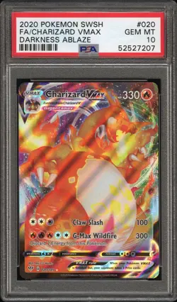 2020 Pokemon SWSH FA/Charizard VMAX Darkness Ablaze #020 - PSA 10 GEM MT! - Image 1
