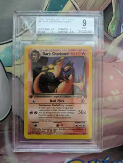2000 Pokemon Team Rocket 1st Edition Dark Charizard Holo Rare #4/82 BGS 9 - Image 1
