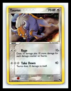 💥 Tauros 5/17 Pop Series 2 Holo Rare Promo Vintage Pokemon TCG Card - Image 1