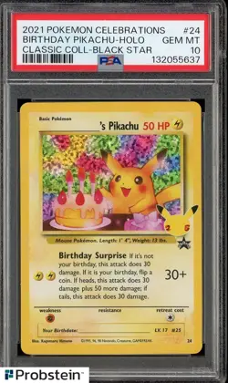 2021 Pokemon Celebrations Classic Black Star #24 Birthday Pikachu Holo PSA 10 - Image 1