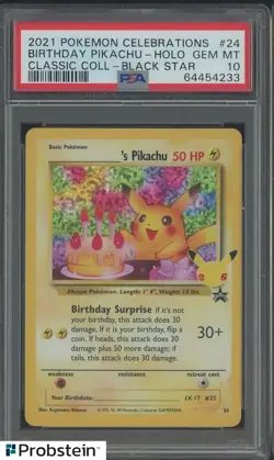 2021 Pokemon Celebrations Classic #24 Birthday Pikachu Holo Black Star PSA 10 - Image 1
