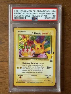 2021 Pokemon Celebrations Birthday Pikachu - Holo Classic Black Star PSA 10 Gem - Image 1