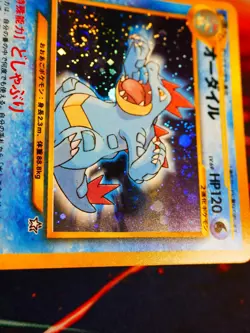LP JAPANESE Pokemon FERALIGATR Card PREMIUM FILE 1 #160 Neo Genesis HOLO Swirl#4 - Image 3