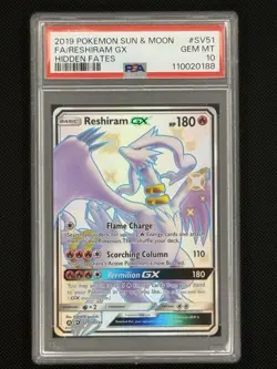 2019 Pokemon Hidden Fates Reshiram Full Art Shiny #SV51 PSA 10 Gem Mint - Image 3