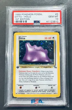 1999 Pokemon Fossil Ditto 1st Edition Holo #3 PSA 10 GEM MINT - Image 1