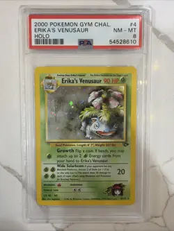 2000 Pokemon Gym Challenge Erika's Venusaur Holo #4 PSA 8 SWIRL - Image 1