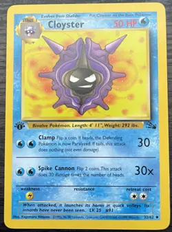 Cloyster 32/62 Pokemon TCG WOTC Base Set Fossil Uncommon MINT - Image 1