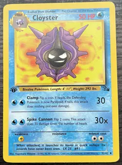 Cloyster 32/62 Pokemon TCG WOTC Base Set Fossil Uncommon MINT - Image 1
