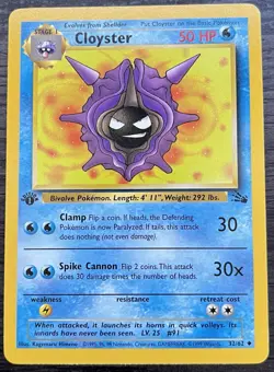 Cloyster 32/62 Pokemon TCG WOTC Base Set Fossil Uncommon MINT - Image 1