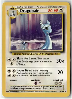 Dragonair ⭐ 18/102 Rare Base Set 1999 Pokemon LP - Image 1