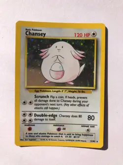 Chansey 3/102 Holo Rare - Base Set Unlimited - WOTC Pokemon TCG - RAW LP/NM - Image 1