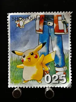 Pikachu Ash Ketchum Pokemon Stamp Shogakukan Japanese Nintendo Rare Japan Card - Image 1