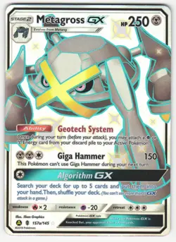 Pokemon TCG Metagross GX 157a/145 Full Art Shiny Holo NM - Image 1