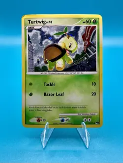 Pokemon TCG 2007 Turtwig 17/17 Pop Series 6 Holo Promo Card DMG - Image 1