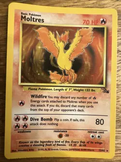 NEAR MINT - Pokemon - Moltres 12/62 Holo Fossil Set WOTC Vintage Pokemon Card - Image 1