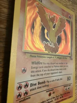 NEAR MINT - Pokemon - Moltres 12/62 Holo Fossil Set WOTC Vintage Pokemon Card - Image 2
