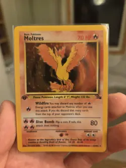 Moltres Fossil 1st Edition Holo NM 12/62 UK Pokemon Card 1999 - Image 4