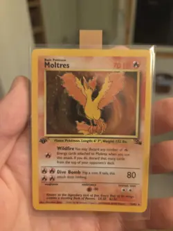 Moltres Fossil 1st Edition Holo NM 12/62 UK Pokemon Card 1999 - Image 5