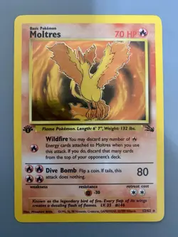 1st Edition Moltres 12/62 Fossil Set Holo Rare Vintage 1999 Pokemon Card - NM - Image 1
