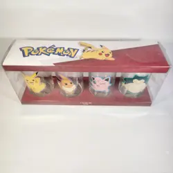 Pokemon Pattern 4 Glass Set Rare Brand New In Box 473ml Pikachu Eevee Zing - Image 1