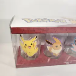 Pokemon Pattern 4 Glass Set Rare Brand New In Box 473ml Pikachu Eevee Zing - Image 2