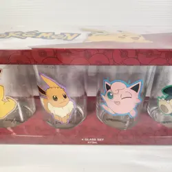 Pokemon Pattern 4 Glass Set Rare Brand New In Box 473ml Pikachu Eevee Zing - Image 3